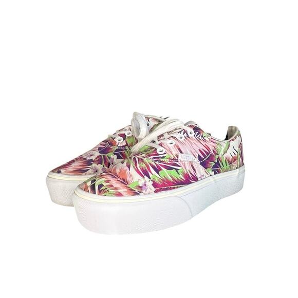 Womens Vans Doheny Platform Skate Sneakers Size 6 Floral Purple White - Picture 2 of 6